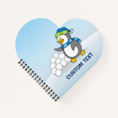 雪玉を振る小さなペンギン ノートブック (正面)
