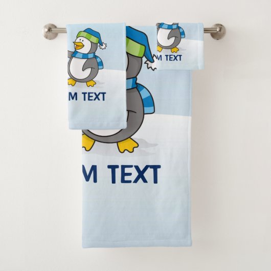 雪玉を振る小さなペンギン バスタオルセット (インサイチュ)