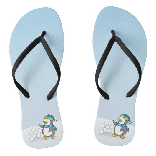 雪玉を振る小さなペンギン ビーチサンダル (ソール)