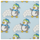 雪玉を振る小さなペンギン ファブリック (見本)