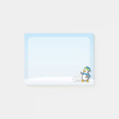 雪玉を振る小さなペンギン ポストイット (正面)