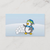 雪玉を振る小さなペンギン 名刺 (裏面)