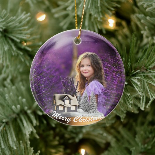 雪玉ガラス写真 セラミックオーナメント (ツリー)