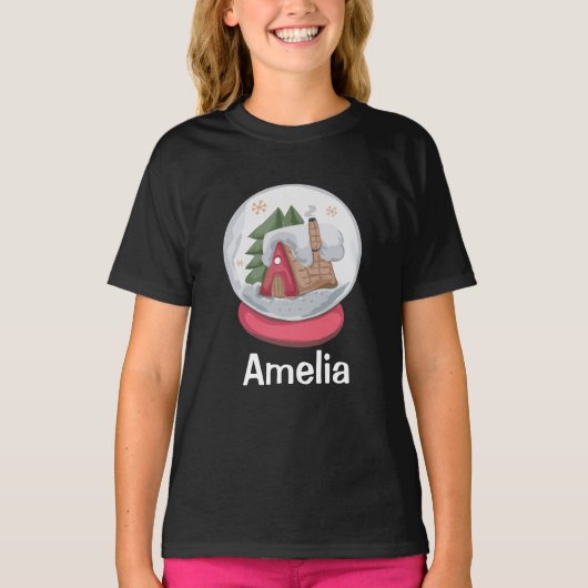雪玉パーソナライズされた名 Tシャツ (正面)