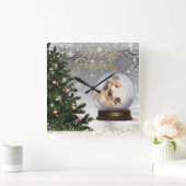 雪玉モノグラム名家族 スクエア壁時計 (ホーム)