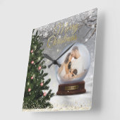 雪玉モノグラム名家族 スクエア壁時計 (傾斜)