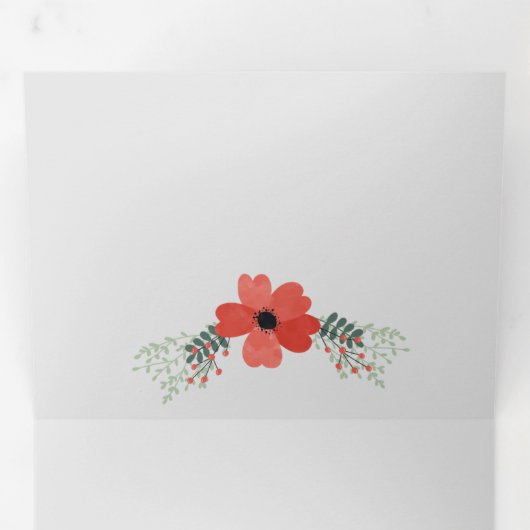 雪玉モノグラム名家族 三つ折りクリスマスカード (内部最初)