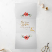 雪玉モノグラム名家族 三つ折りクリスマスカード (内部)