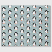 雪玉ラッピング付きクリスマスペンギン紙 ラッピングペーパー (フラット)