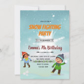 雪玉合戦の誕生日パーティー招待状 招待状 (正面)