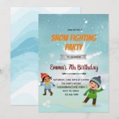 雪玉合戦の誕生日招待状 招待状 (正面/裏面)