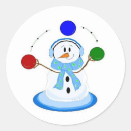 雪玉投げ雪だるま ラウンドシール