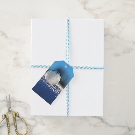 雪玉気泡 ギフトタグ (より糸付き)