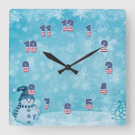 雪男 スクエア壁時計 (正面)