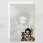 "雪白いおよび彼女の動物の友人"の文房具 便箋 (正面/裏面)