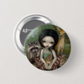 "雪白いおよび彼女の動物の友人"ボタン 缶バッジ (正面&裏面)