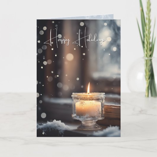 雪白熱［赤熱］光を放つの聖降誕祭ろうそく シーズンカード (正面)