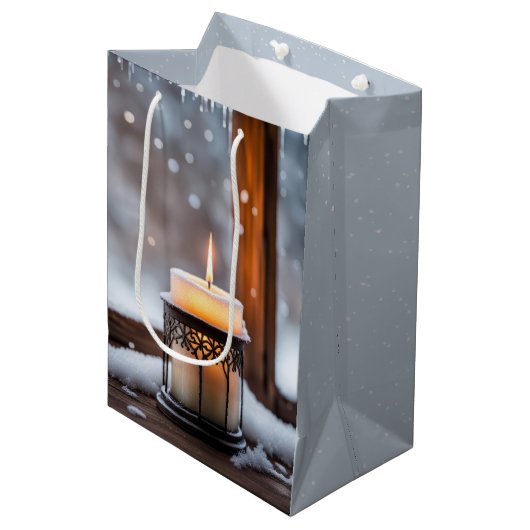 雪白熱［赤熱］光を放つの聖降誕祭ろうそく ミディアムペーパーバッグ (正面アングル)