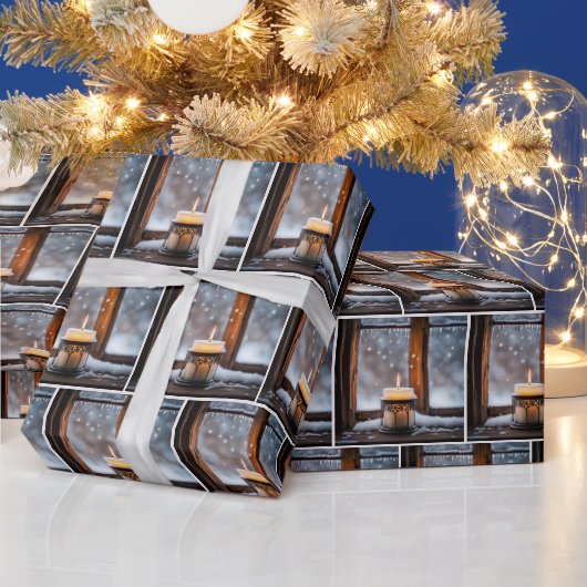 雪白熱［赤熱］光を放つの聖降誕祭ろうそく ラッピングペーパー (クリスマス)