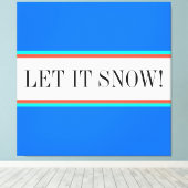 雪空ブルーレッドホワイトレースのストライプ キャンバスプリント (インサイチュ (ウッドフロア))