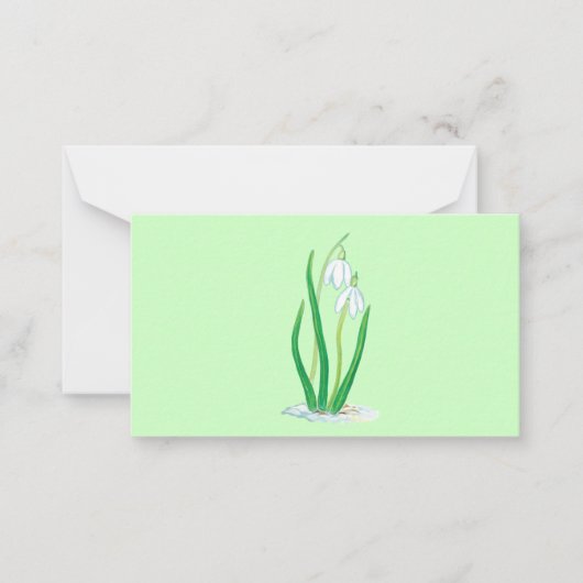 雪粒（ガランサス・ニワリス）初期春の花 ノートカード (正面)