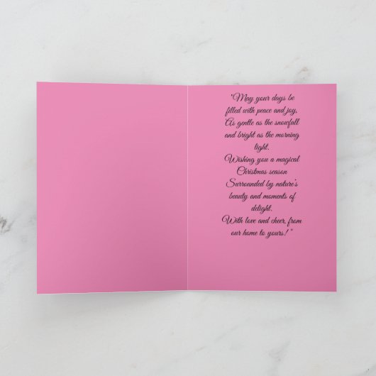 雪素晴らしに覆われた丘のある冬の風景 カード (内部)