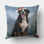 雪素晴らしの中のスイスの山犬 クッション (裏面)