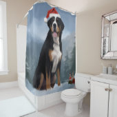 雪素晴らしの中のスイスの山犬 シャワーカーテン (インサイチュ)