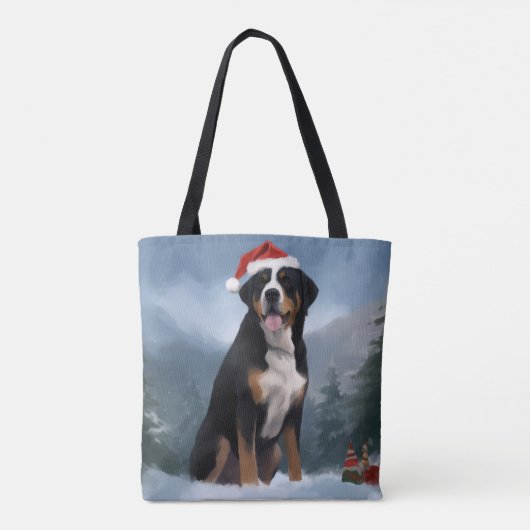 雪素晴らしの中のスイスの山犬 トートバッグ (裏面)