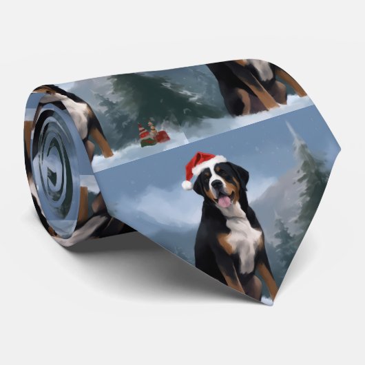 雪素晴らしの中のスイスの山犬 ネクタイ (ロール)