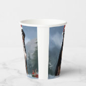 雪素晴らしの中のスイスの山犬 紙コップ (右)