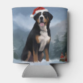 雪素晴らしの中のスイスの山犬 缶クーラー (裏面)