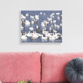 雪素晴らしガチョウの群れビーチ キャンバスプリント (インサイチュ (リビング))