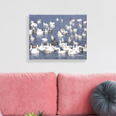 雪素晴らしガチョウの群れビーチ キャンバスプリント (インサイチュ (リビング))