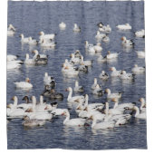 雪素晴らしガチョウの群れビーチ シャワーカーテン (正面)