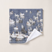 雪素晴らしガチョウの群れビーチ バスタオルセット (ウォッシュタオル)