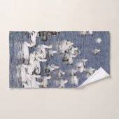 雪素晴らしガチョウの群れビーチ バスタオルセット (ハンドタオル)