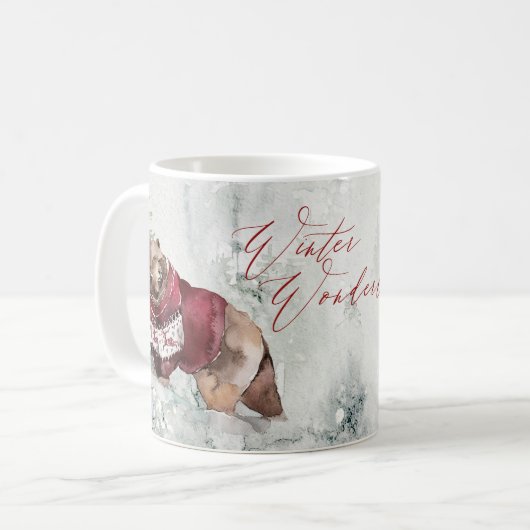 雪素朴の中の冬のワンダーランドの動物 コーヒーマグカップ (正面左)