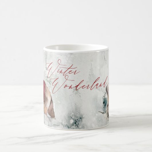 雪素朴の中の冬のワンダーランドの動物 コーヒーマグカップ (中央)