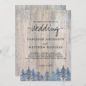 雪素朴の多い冬の結婚森 招待状 (正面/裏面)