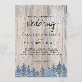 雪素朴の多い冬の結婚森 招待状