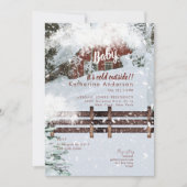 雪素朴ベビー外は寒い 招待状 (正面)