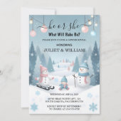 雪素朴冷たい氷の居心地の良い冬のジェンダーが現れる 招待状 (正面)