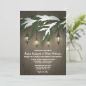 雪素朴常緑ランタン結婚式招待状 招待状 (スタンド正面)
