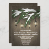 雪素朴常緑ランタン結婚式招待状 招待状 (正面/裏面)