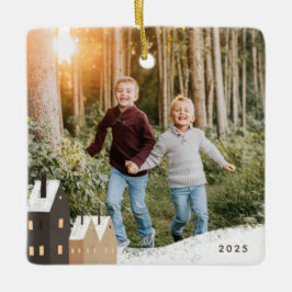 雪素朴村の風景の写真 セラミックオーナメント