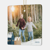 雪素朴村シーンフォトセラミックオーナメント セラミックオーナメント (左)