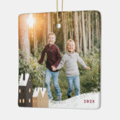 雪素朴村シーンフォトセラミックオーナメント セラミックオーナメント (左)