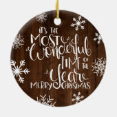 雪素朴片の木の素晴らしい時期 セラミックオーナメント (裏面)