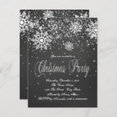 雪素朴片チョーク企業のクリスマスパーティー 招待状 (正面/裏面)